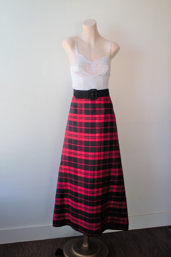 60s Handmade Formal Plaid Dress Skirt Winter Holi… - image 3