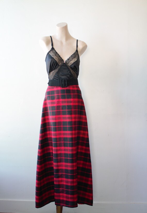 60s Handmade Formal Plaid Dress Skirt Winter Holi… - image 7
