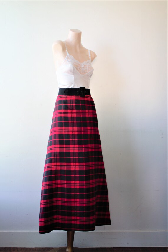 60s Handmade Formal Plaid Dress Skirt Winter Holi… - image 8