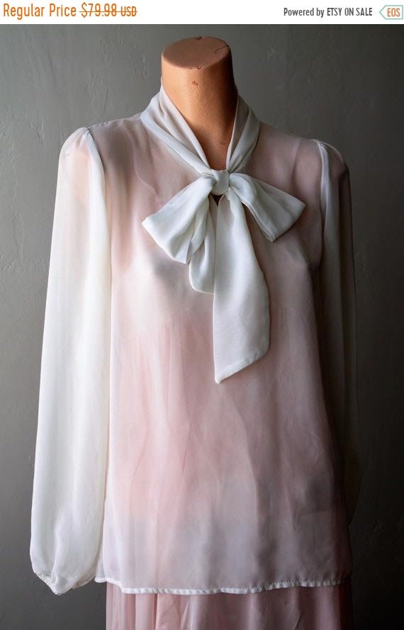 Sexy Sale Save Now 50%off Chiffon Blouse Cream Poe