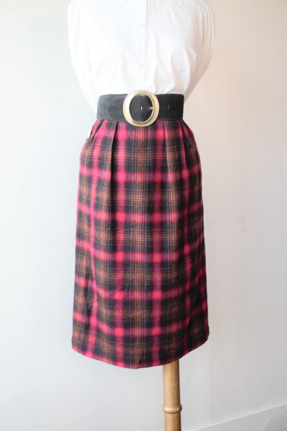 1940s Skirt Wool Box Pleat Skirt Black Pink Buffa… - image 8