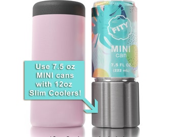 Slim (2 Pack) - A Short 7.5oz (222ml) Slim Can Adapter for 12oz (355ml) Slim Can Coolers Compatible with YETI MiiR CamelBak
