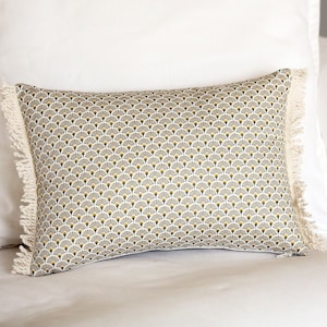 Art Deco Style Pillow Cover, Art Deco Fan Cushion, Beige Lumbar Throw Pillow image 1