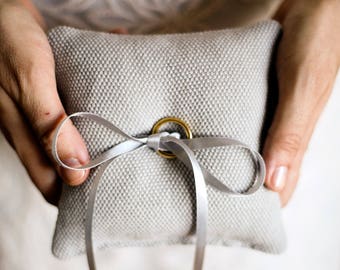 Mini Gray Simple Ring Bearer Pillow, Minimal Wedding, 6 X 6 Inches