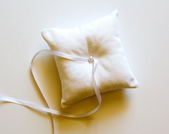 Simple Cotton White Ring Bearer Pillow, Wedding Decor, 3 Sizes