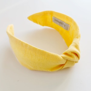 Yellow Headband, Bright Summer Top Knot Headband for Women, Linen Luxury Hairband, Turban Knot Headband, FREE WORLDWIDE SHIPPING image 1