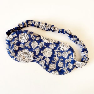 Sleep Mask For Women, Sleeping Mask, Blue Floral Cotton Fabric, One Size
