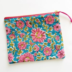 Sacchetto con cerniera floreale, borsa con cerniera in cotone, regalo per lei, 8 x 6,5 pollici
