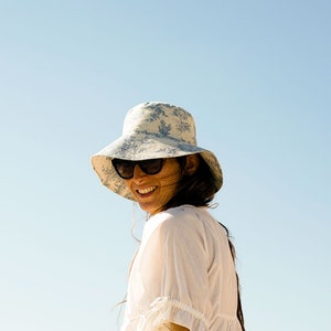 Bob tendance pour femme, Accessoires toile de Jouy, Chapeau de pêcheur, Casquette d'été, Tissu en coton, 2 tailles