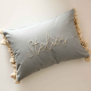 Baby Blue Pillow Customized, Name Pillow For Boys, Hand Embroidered, 14 X 10 Inches image 8