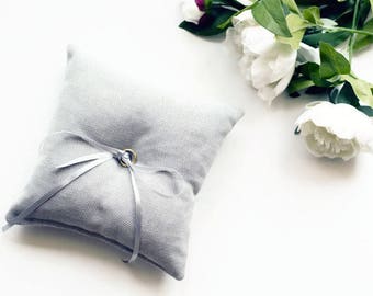 Gray Wedding Ring Bearer Pillow, Simple Minimal Ring Cushion, 3 Sizes