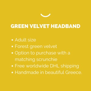 Forest Green Flat Knot Headband, Wide Velvet Headband for Women, Adult Size image 3