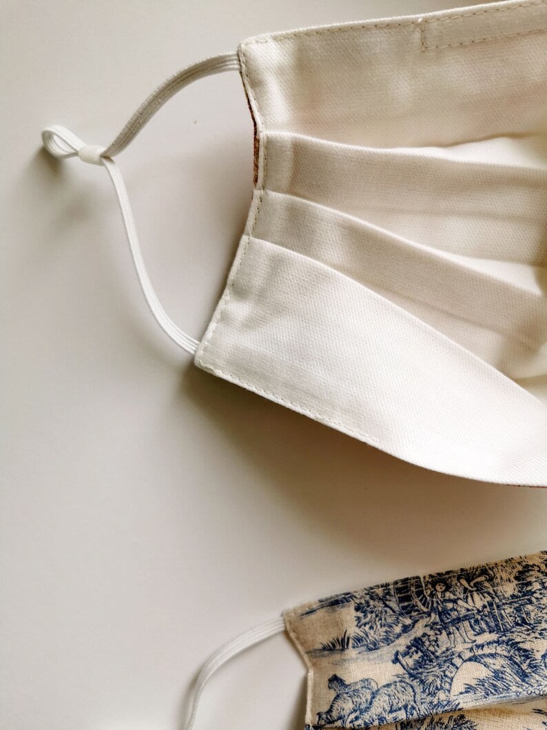 Toile De Jouy Pleated Face Mask Set of 3 With Nose Wire Etsy