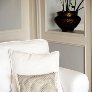 Art Deco Style Pillow Cover, Art Deco Fan Cushion, Beige Lumbar Throw Pillow image 3