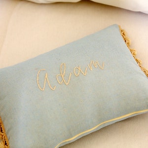 Baby Blue Pillow Customized, Name Pillow For Boys, Hand Embroidered, 14 X 10 Inches image 4