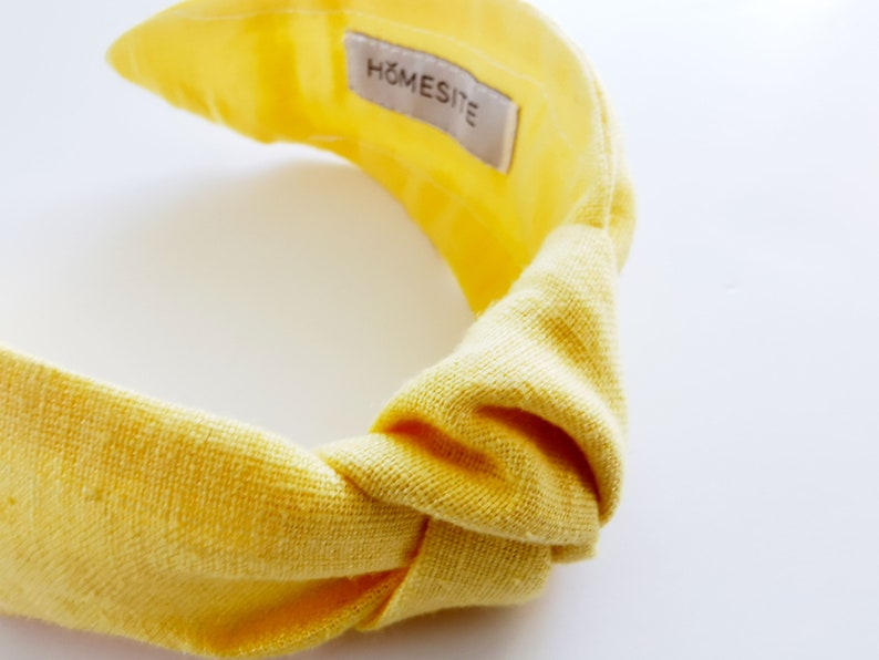 Yellow Headband, Bright Summer Top Knot Headband for Women, Linen Luxury Hairband, Turban Knot Headband, FREE WORLDWIDE SHIPPING image 3