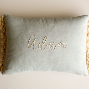 Baby Blue Pillow Customized, Name Pillow For Boys, Hand Embroidered, 14 X 10 Inches image 3