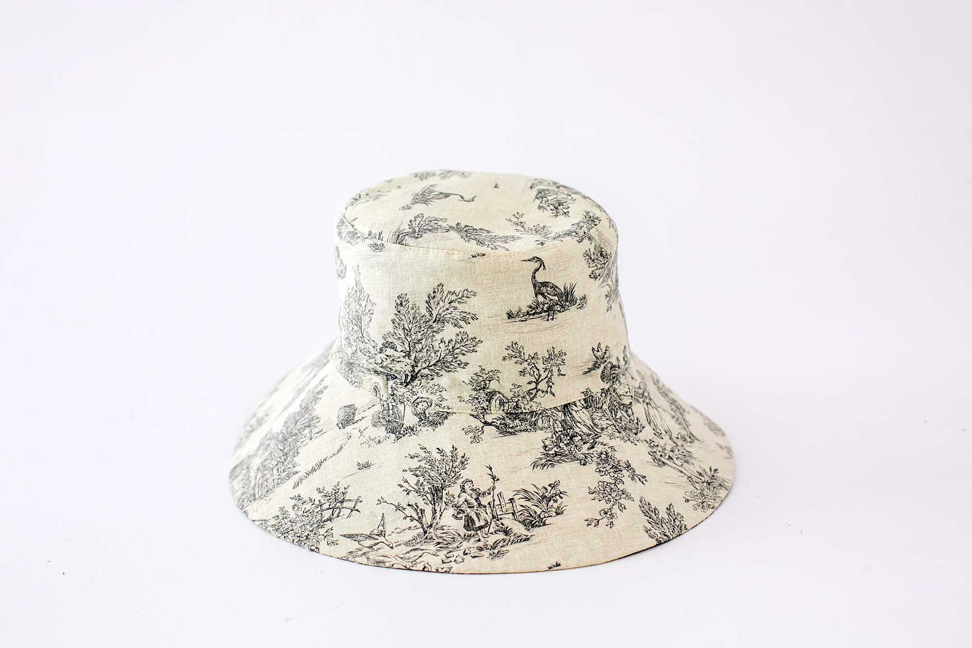 Fashion Bucket Hat for Women, Toile De Jouy Accessories