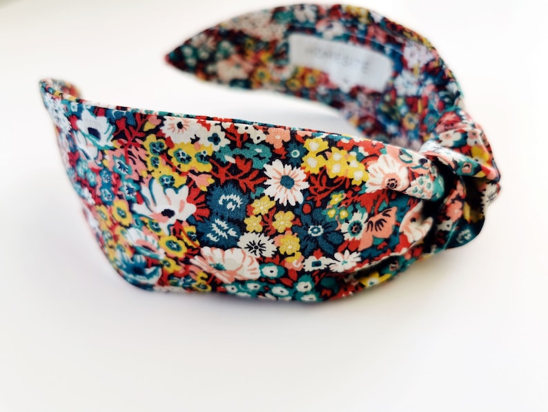 Liberty of London Knotted Headband Floral, Headband Mask Scrunchie Set, Designer Top Knot Headbands, Womens Wide Headband Floral image 1