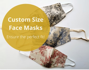 Custom Size Face Mask, Set Of 3, Choose Your Design And Your Custom Measurements, Comes with a Drawstring Bag