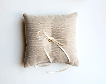 Simple Neutral Wedding Ring Bearer Pillow, 10 X 10 Inches, Minimalist Wedding