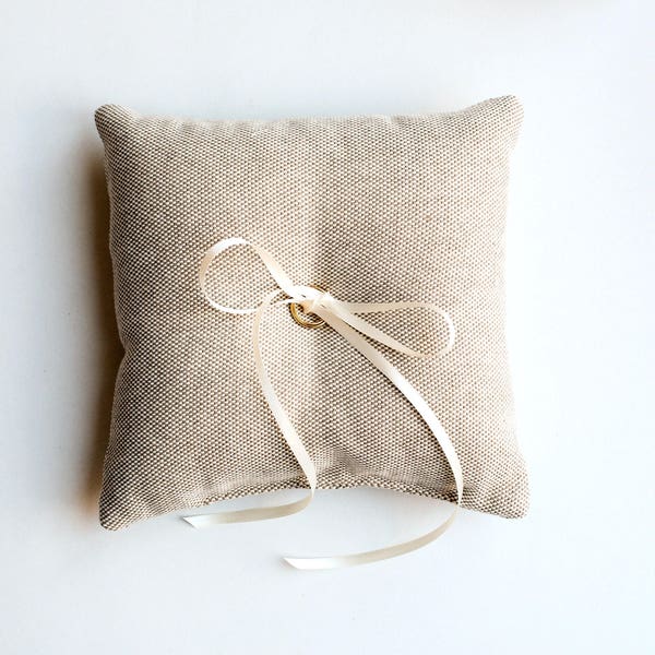 Simple Neutral Wedding Ring Bearer Pillow, 10 X 10 Inches, Minimalist Wedding