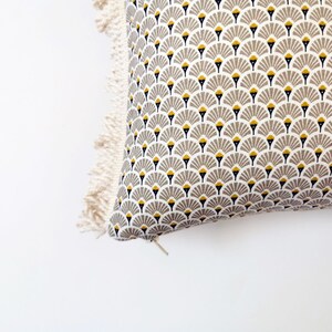 Art Deco Style Pillow Cover, Art Deco Fan Cushion, Beige Lumbar Throw Pillow image 7