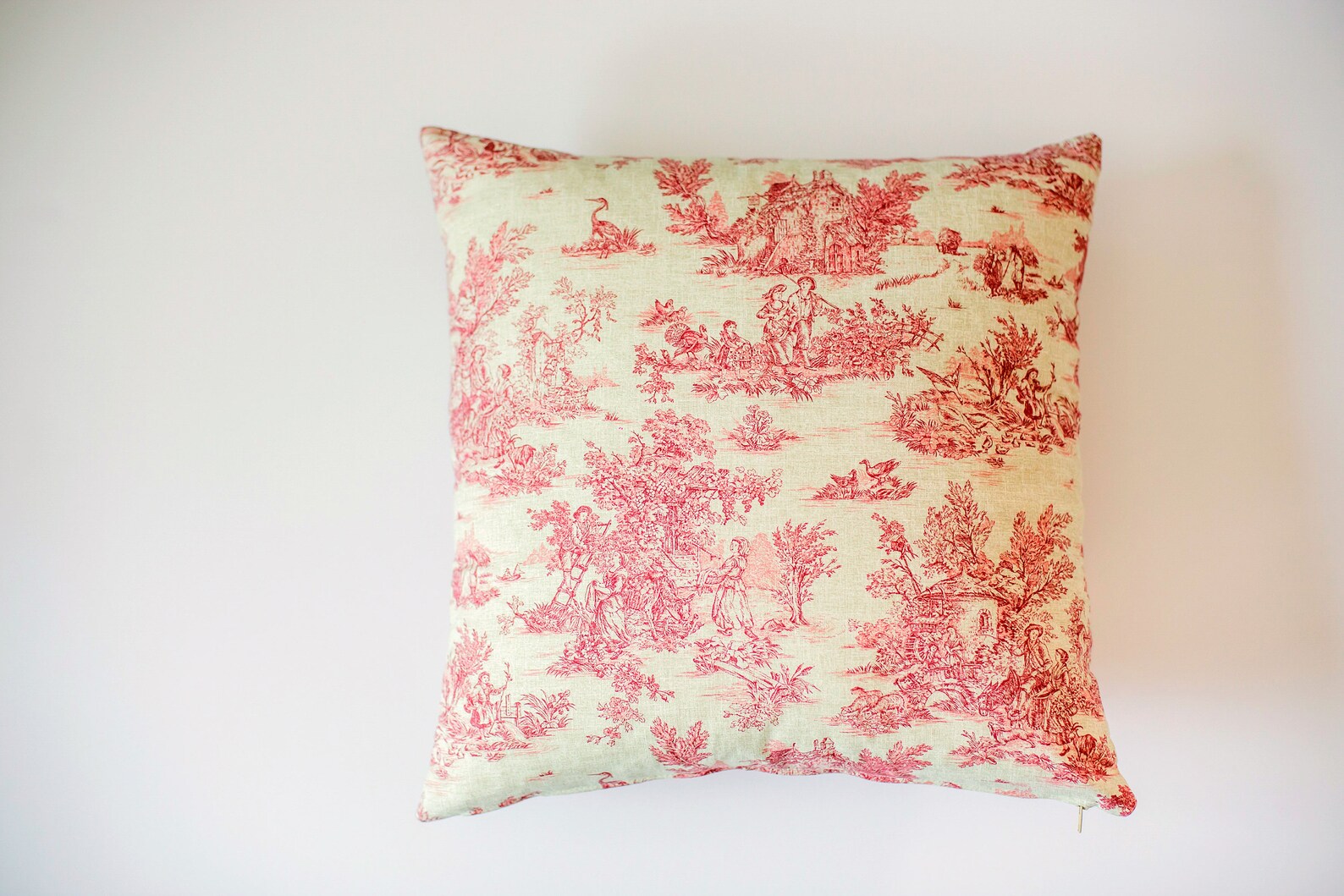 French Toile Pillow Cover Red Toile De Jouy Pillow Cover Etsy