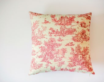 French Toile Pillow Cover Red, Toile de Jouy Pillow Cover 20x20, Red Print Pillow Cover 18x18, Red Toile Pillow Covers French Country Decor