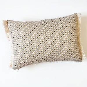 Art Deco Style Pillow Cover, Art Deco Fan Cushion, Beige Lumbar Throw Pillow image 8