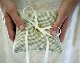 Ring Bearer Pillow, Mini Ring Pillow, Beige Wedding Ring Pillow, Simple Minimalist Ring Pillow, 6 x 6 Inches