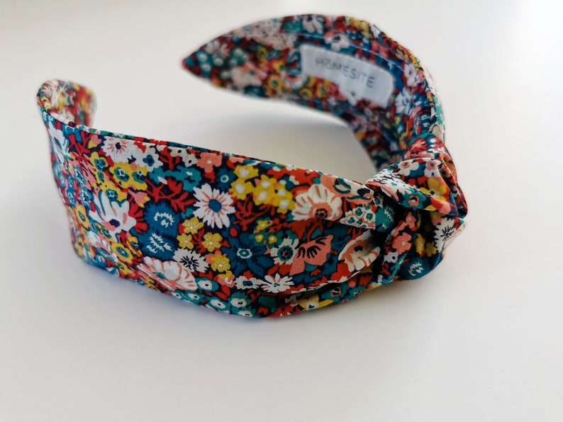 Liberty of London Knotted Headband Floral, Headband Mask Scrunchie Set, Designer Top Knot Headbands, Womens Wide Headband Floral image 3