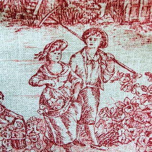 Toile De Jouy Pouch, Cotton Zipper Bag, available in three colors and two sizes image 10