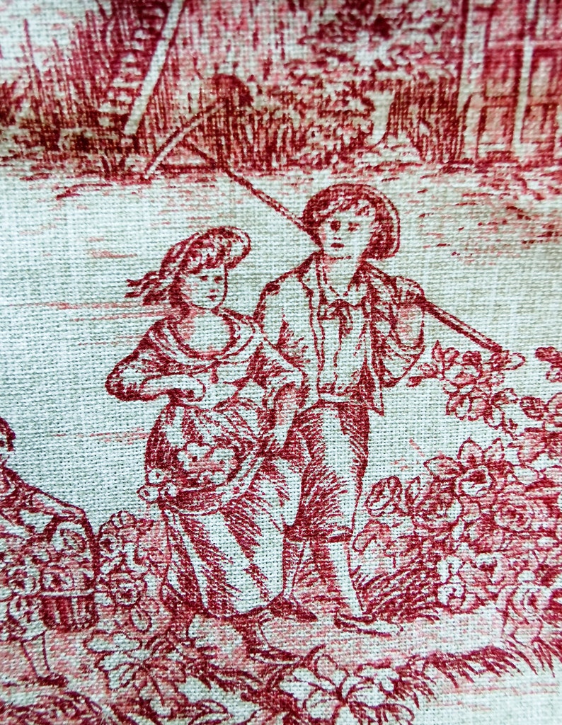 Toile De Jouy Pouch, Cotton Zipper Bag, available in three colors and two sizes image 10