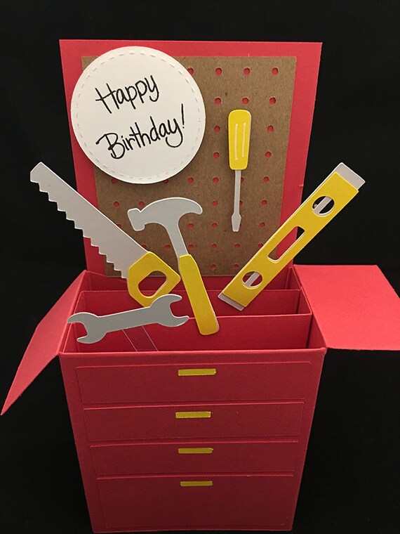 Tool Box Birthday Card in a box. A gift greeting and Etsy