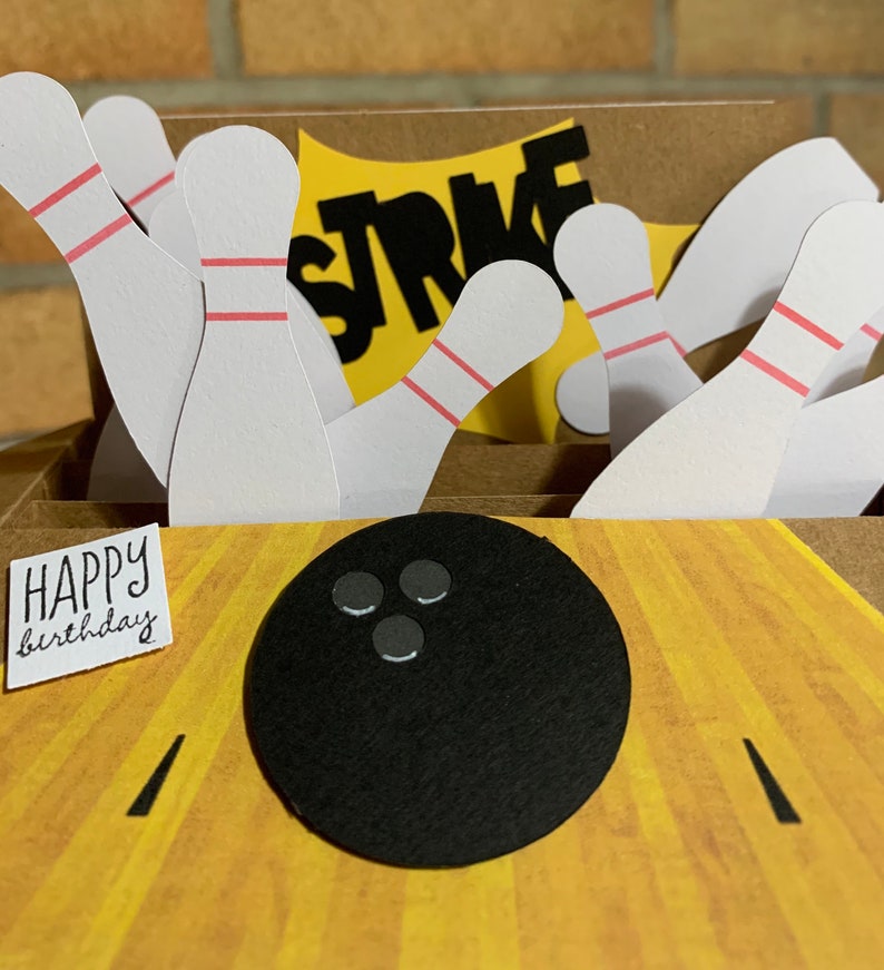 Bowling Pins Birthday Card in a box. A gift greeting and Etsy