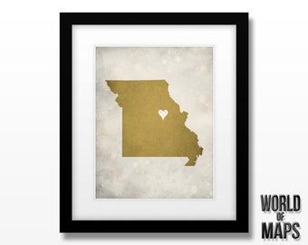 Missouri State Map Art Print - Home Town Love - Personalized Art Print Available in Different Sizes & Colors