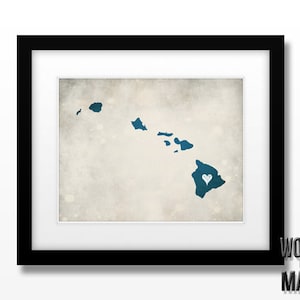 Hawaii State Map Art Print - Home Town Love - Personalized Art Print Available in Different Sizes & Colors