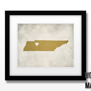 Tennessee State Map Print - Home Town Love - Personalized Art Print Available in Different Sizes & Colors