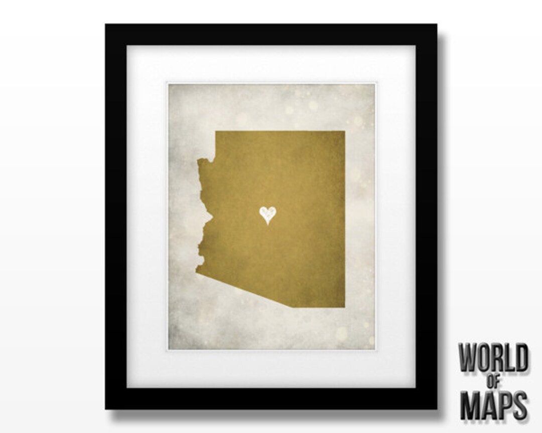 Arizona State Map Art Print Home Town Love Personalized - Etsy