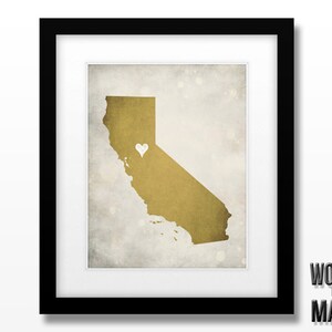 California State Map Art Print - Home Town Love - Personalized Art Print Available in Different Sizes & Colors