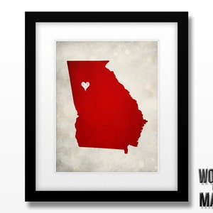 Georgia State Map Art Print - Home Town Love - Personalized Art Print Available in Different Sizes & Colors