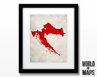 Croatia Map Art Print - Home Town Love - Personalized Art Print Available in Different Sizes & Colors