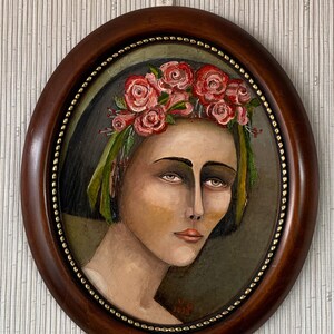 Cuadro original sobre cartón "Retrato de mujer"