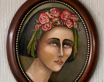 Original painting on cardboard "Portrait of a woman"