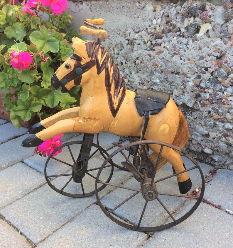 vintage wooden horse tricycle