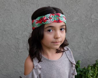 Christmas Holiday Kids Cotton Crochet Ear Warmer Headband // Kids Gift // Gifts for Kids // Hair Accessories