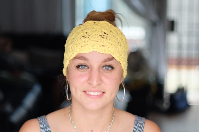 Yellow Adult Size Cotton Crochet Ear Warmer Headband womens gift Gifts for her Crochet Accessories L