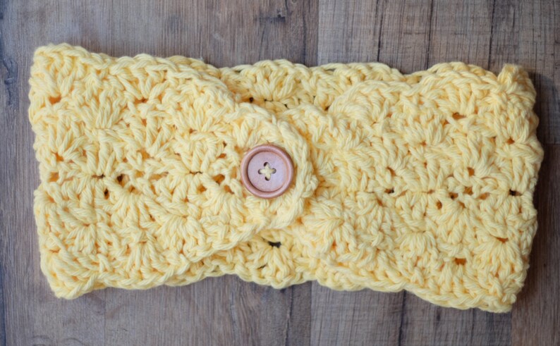 Yellow Adult Size Cotton Crochet Ear Warmer Headband womens gift Gifts for her Crochet Accessories L