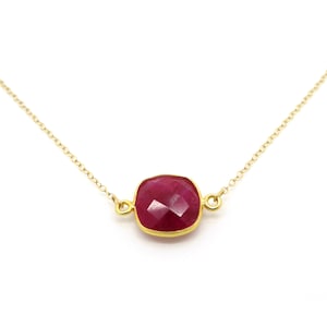 Raw Ruby Necklace Ruby Pendant Ruby Jewelry Dainty Gold - Etsy
